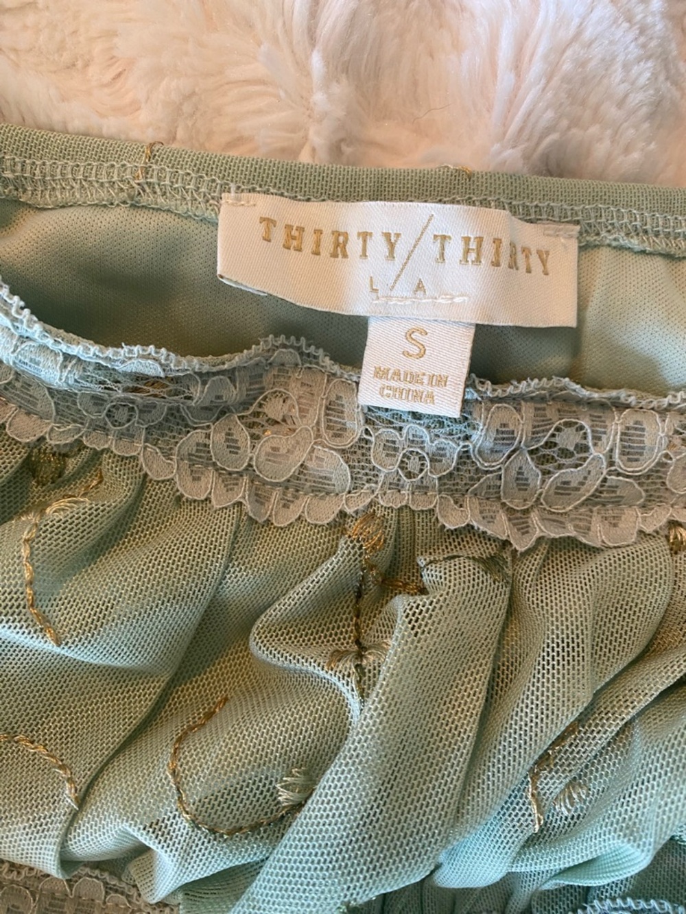Embroidered Sage Green Lace-Trim Camisole - Picture 3 of 4